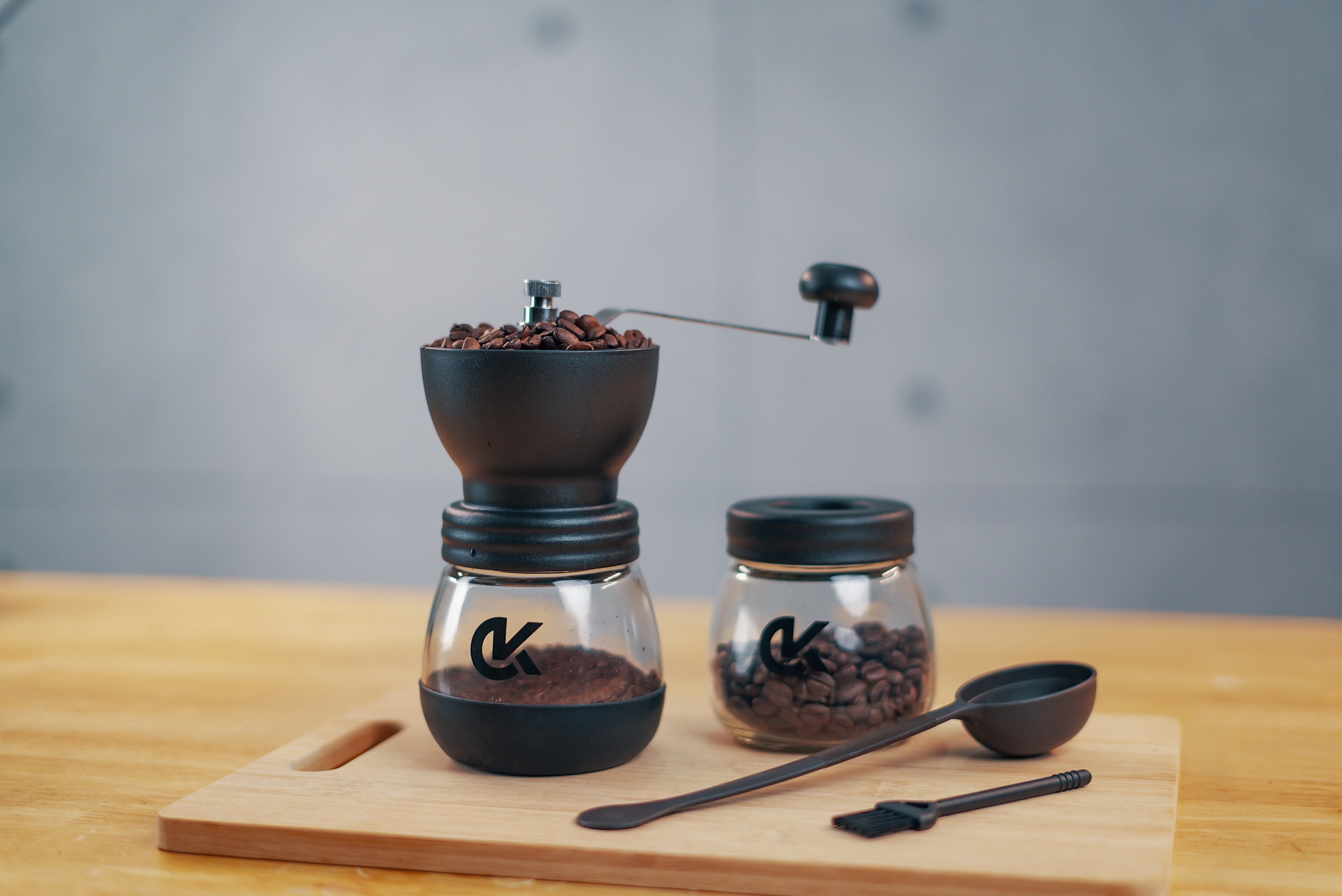 Manual Coffee Bean Grinder - 2 Glass Jars 11oz each